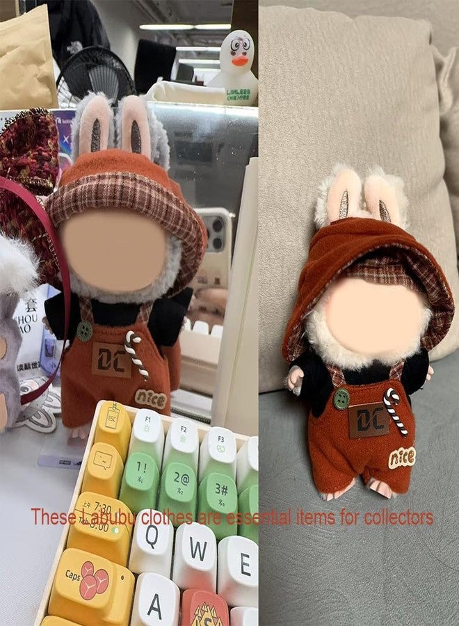 SHENIAFC 17cm Clothes Set, Cute Hat Unique Pocket Design Overalls Dress up Set(NO Doll), Handmade Clothing Designed for 17cm Doll (Brown Set) - Image 4